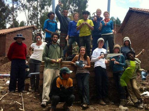  November in Peru.  The group spent two days building composting toilets for a small Andean community of Huayllacocha.   Before building, they first we had to ask permission and make an offering to Pachamama (Mother Earth) in a traditional ceremony led by their new friends from the Highlands.